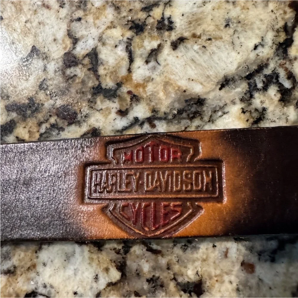Vintage tooled leather / handmade Harley-Davidson leather belt